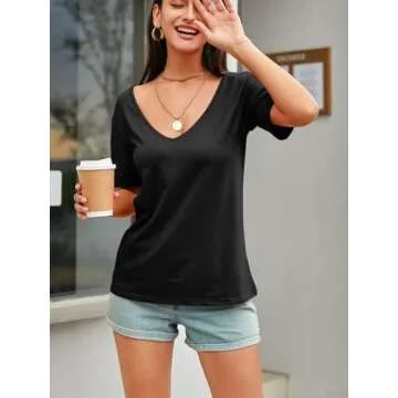 Eachyes Women's Deep V Neck T Shirts for Stylish Comfort