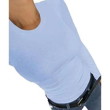 Afibi Women Essential Ribbed Long Sleeve Top in Light Blue