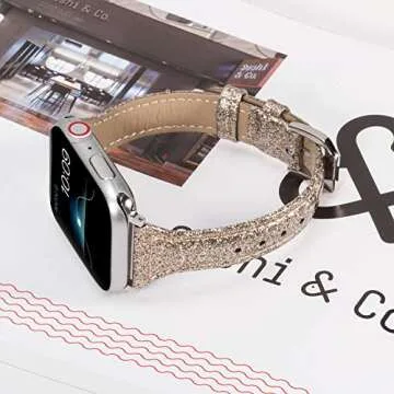 Wearlizer Glitter Leather Bands for Apple Watch Women
