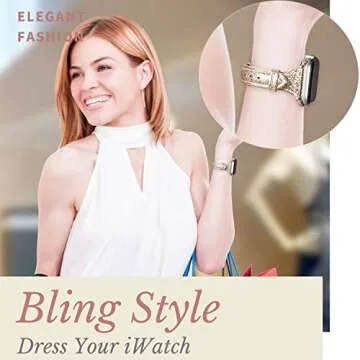 Wearlizer Glitter Leather Bands for Apple Watch Women