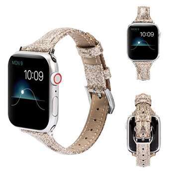 Wearlizer Glitter Leather Bands for Apple Watch Women