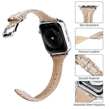 Wearlizer Glitter Leather Bands for Apple Watch Women