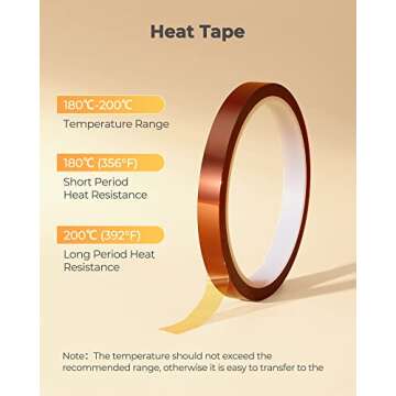 Hiipoo Sublimation Ink Refilled Bottles with Heat Tape Refill for ET2400 XP4105 XP4100 ET2720 ET2760 ET2750 ET4800 ET-2800 ET-2803 ET-2850 Inkjet Printers Heat Press Transfer on Mugs T-Shirts