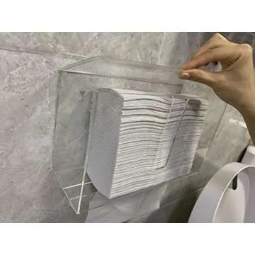 Cq acrylic Wall Mount Paper Towel Dispenser with Lid,Clear Folded Paper Towel Holder for Bathroom Toilet and Kitchen,Suitable for Z-fold, C-fold or Multi-Fold Paper Towels,Pack of 1