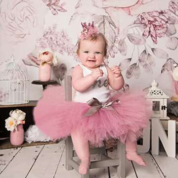 BOOMPA Pink Birthday Party Decorations - First Birthday Party Headband, Bow Crown Birthday Hat - Simple, Pure, Baby Angel Birthday Hat - Best Photo Booth Props and Backdrop Cake Smash