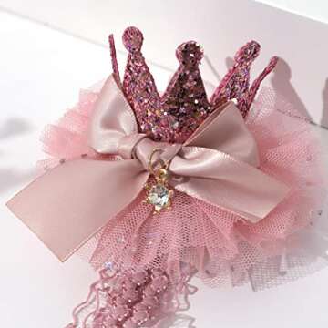 BOOMPA Pink Birthday Party Decorations - First Birthday Party Headband, Bow Crown Birthday Hat - Simple, Pure, Baby Angel Birthday Hat - Best Photo Booth Props and Backdrop Cake Smash