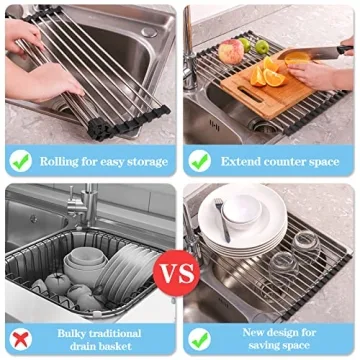 Seropy Roll Up Dish Drying Rack for Kitchen Sink