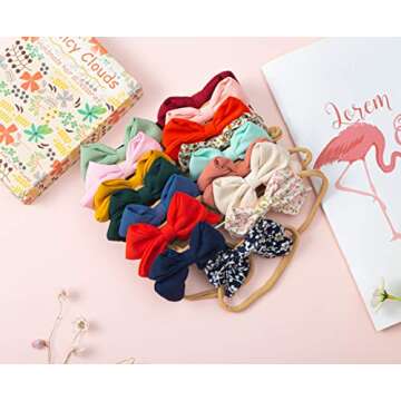 Fancy Clouds Baby Girl Headbands with Bows,16 Pack Hair Accessories for Little Girls Newborn Infant ...
