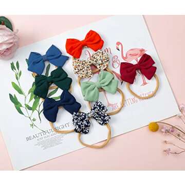 Fancy Clouds Baby Girl Headbands with Bows - 16 Pack