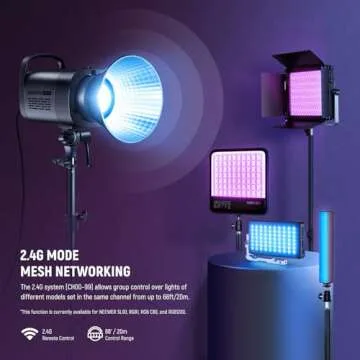 NEEWER CB100C 130w RGB LED Video Light with Super Clamp, APP/2.4G Control 360° Full Color 2700K-6500K 27000lux/m COB Bowens Continuous Lighting TLCI/CRI97+ 17 Scenes for Video Recording Photography