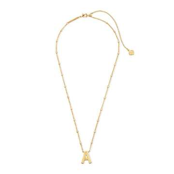 Kendra Scott Letter A Pendant Necklace for Women, Fashion Jewelry, 14k Gold-Plated Brass, Gold Metal, Letter A