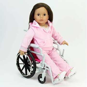 Sophia's 18 Inch Doll Accessories Wheelchair, Cast, and Crutches 5 Piece Medical Themed Role Play Set, Hot Pink