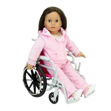 Sophia's 18 Inch Doll Accessories Wheelchair, Cast, and Crutches 5 Piece Medical Themed Role Play Set, Hot Pink