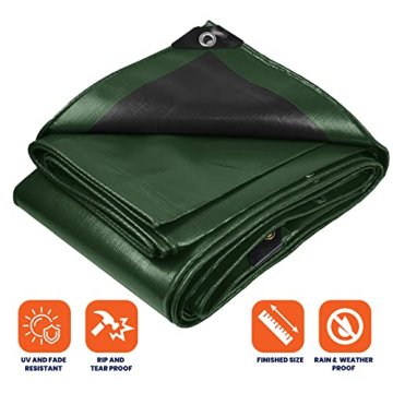 Tarpco Safety Extra Heavy Duty Tarp - 20′ x 35′ Waterproof & UV Resistant Cover