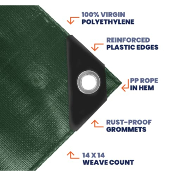 Tarpco Safety Heavy Duty 14 Mil Waterproof Tarp Cover