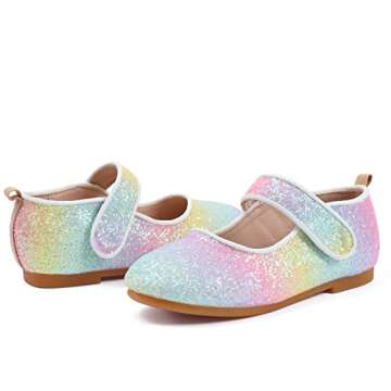 TOZHCITA Rainbow Dress Shoes Girl's Glitter Princess Shoes Toddler Mary Jane Shoes Sparkly Party Bal...