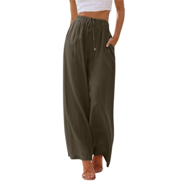LILLUSORY Linen Wide Leg Pants Womens Palazzo Flowy Beach Vacation 2025 Summer Spring Outfits Clothe...