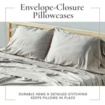 Bamboo Bay 6 Piece Full Size Sheet Set, 100% Viscose Made from Bamboo, Breathable, Ultra Soft Cooling Bed Sheets for Hot Sleepers, Beddings with Deep Pockets Fit 16" Mattress, Light Grey