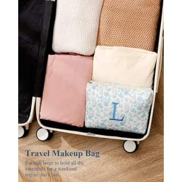 HBselect Quilted Makeup Bag for Women - Floral Design