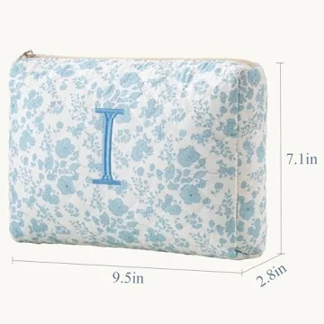 HBselect Quilted Makeup Bag for Women - Floral Design