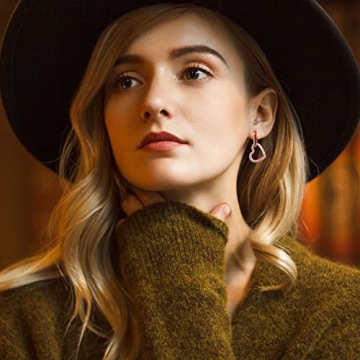 KOSE 14K Gold Huggie Hoop Heart Dangle Earrings for Women