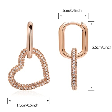 KOSE 14K Gold Huggie Hoop Heart Dangle Earrings for Women