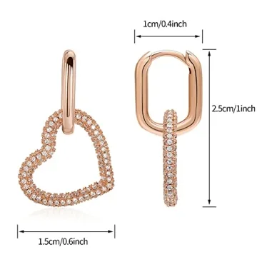 KOSE 14K Gold Huggie Hoop Heart Dangle Earrings for Women