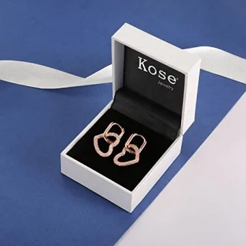 KOSE 14K Gold Huggie Hoop Heart Dangle Earrings for Women