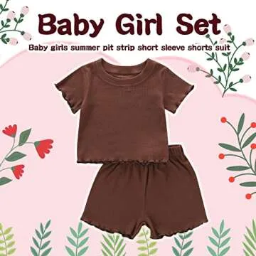 Dimoybabe 4t Girls Clothes Toddler Girl Summer Outfits Clothes Set Ruffle Ribbed Short Sleeves T-Shi...