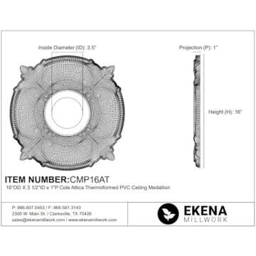Stylish Ekena Millwork CMP16AT Ceiling Medallion for Any Home
