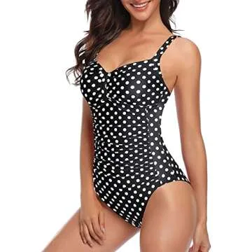 Tempt Me Women Black White Dot One Piece Bathing Suit
