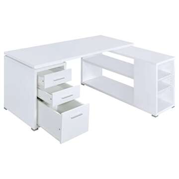 Coaster Yvette L-Shape Desk, White