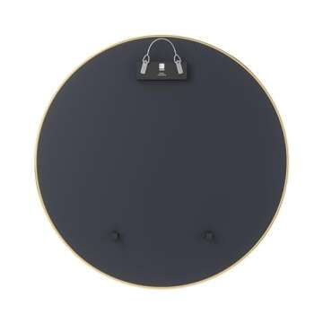 Umbra Hubba Round Wall Mirror with Metallic Frame, Modern Style for Bathroom, Entryway, Living Room and More, 34-Inch, Brass