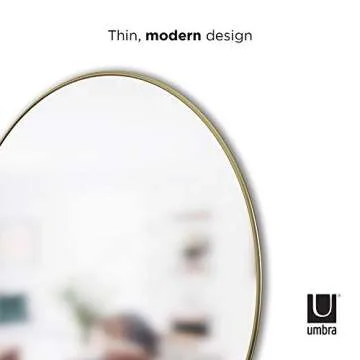 Umbra Hubba Round Wall Mirror with Metallic Frame, Modern Style for Bathroom, Entryway, Living Room and More, 34-Inch, Brass