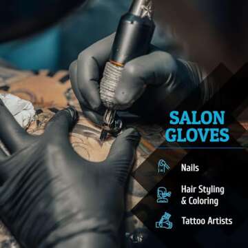 Hand-E Touch Black Nitrile Gloves - Thick & Latex-Free 100 Count