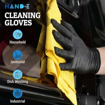 Hand-E Touch Black Nitrile Gloves - Thick & Latex-Free 100 Count