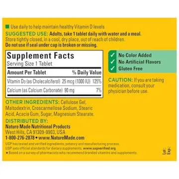 Nature Made Vitamin D3 1000 IU for Bone and Immune Support