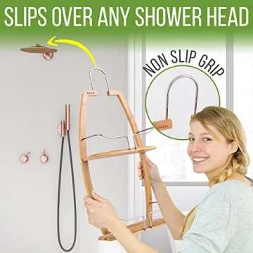 SereneLife Bamboo Shower Caddy - Eco-Friendly 2 Tier Organizer