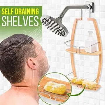 SereneLife Bamboo Shower Caddy - Eco-Friendly 2 Tier Organizer