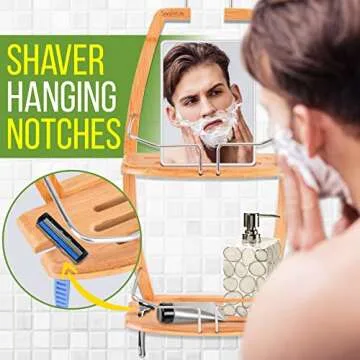 SereneLife Bamboo Shower Caddy - Eco-Friendly 2 Tier Organizer
