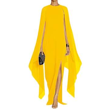 MAYFASEY Women's Flowy Long Sleeve High Split Elegant Cocktail Long Dresses Formal Party Halloween D...