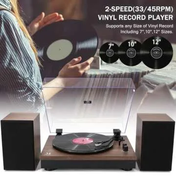 Vinyl Record Player, Record Players for Vinyl with Speakers, Wireless Turntable with Stereo Bookshelf Speakers,Built-in Phono Preamp, Belt Drive 2-Speed, Counterweight, AT-3600L (Walnut Wood