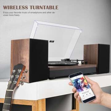 Vinyl Record Player, Record Players for Vinyl with Speakers, Wireless Turntable with Stereo Bookshelf Speakers,Built-in Phono Preamp, Belt Drive 2-Speed, Counterweight, AT-3600L (Walnut Wood