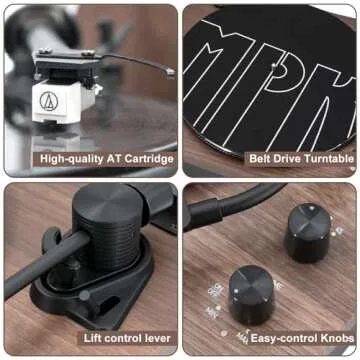 Vinyl Record Player, Record Players for Vinyl with Speakers, Wireless Turntable with Stereo Bookshelf Speakers,Built-in Phono Preamp, Belt Drive 2-Speed, Counterweight, AT-3600L (Walnut Wood