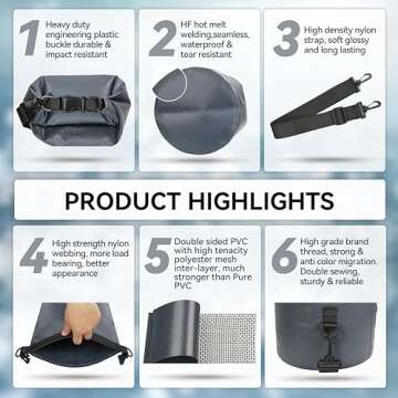 MARCHWAY Floating Waterproof Dry Bag Backpack 5L/10L/20L/30L/40L, Roll Top Sack Keeps Gear Dry for Kayaking, Rafting, Boating, Swimming, Camping, Hiking, Beach, Fishing (Grey, 40L)