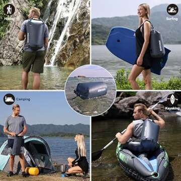 MARCHWAY Floating Waterproof Dry Bag Backpack 5L/10L/20L/30L/40L, Roll Top Sack Keeps Gear Dry for Kayaking, Rafting, Boating, Swimming, Camping, Hiking, Beach, Fishing (Grey, 40L)