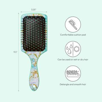 Red by Kiss Designed Brush, Easy Hair Detangling & Styling, Scalp Massage & Smoothing Hairbrush, Comfortable Cushion Pad, Wet Dry Hair (Square Aqua Marble)