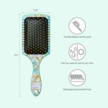 Red by Kiss Designed Brush, Easy Hair Detangling & Styling, Scalp Massage & Smoothing Hairbrush, Comfortable Cushion Pad, Wet Dry Hair (Square Aqua Marble)
