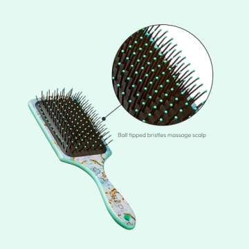 Red by Kiss Designed Brush, Easy Hair Detangling & Styling, Scalp Massage & Smoothing Hairbrush, Comfortable Cushion Pad, Wet Dry Hair (Square Aqua Marble)
