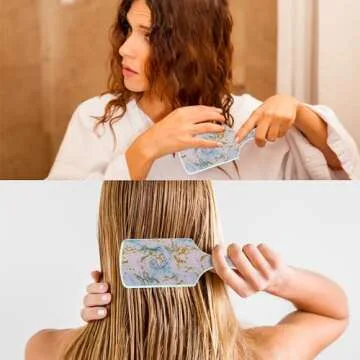 Red by Kiss Designed Brush, Easy Hair Detangling & Styling, Scalp Massage & Smoothing Hairbrush, Comfortable Cushion Pad, Wet Dry Hair (Square Aqua Marble)